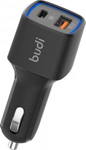 Ładowarka Budi Ładowarka samochodowa LED Budi, USB + USB-C, 18W, PD + QC 3.0 (czarna) 1