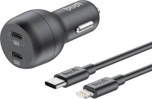 Ładowarka Budi Ładowarka samochodowa Budi, 2x USB-C, 40W, PD + kabel USB-C do Lightning (czarna) 1