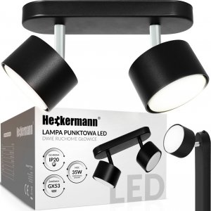 Lampa sufitowa Heckermann Lampa punktowa LED Heckermann 8795314A Czarna 2x głowica 1