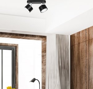 Lampa sufitowa Heckermann Lampa punktowa LED Heckermann 8795314A Czarna 2x głowica 2