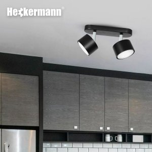 Lampa sufitowa Heckermann Lampa punktowa LED Heckermann 8795314A Czarna 2x głowica 5
