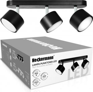 Lampa sufitowa Heckermann Lampa punktowa LED Heckermann 8795316A Czarna 3x głowica 1