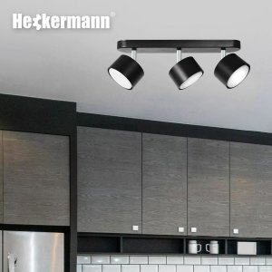 Lampa sufitowa Heckermann Lampa punktowa LED Heckermann 8795316A Czarna 3x głowica 5