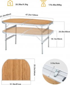 King Camp Stół Kempingowy KING CAMP Bambus 120 x 80 cm 2