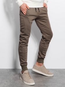 Ombre Spodnie męskie dresowe - khaki V16 P867 S 1