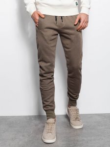 Ombre Spodnie męskie dresowe - khaki V16 P867 S 2