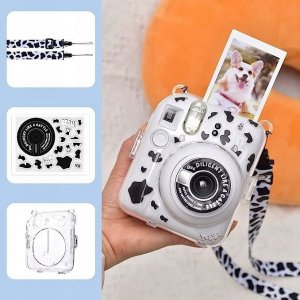 Pokrowiec LoveInstant Futerał Etui Case Pokrowiec Do Fujifilm Instax Mini 12 + Naklejki / Krówka 11