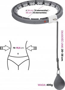 HMS Hula hop HHW06 z wypustkami, obciążnikiem i licznikiem czarne 6