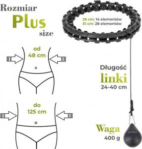 HMS Hula hop z wypustkami i obciążnikiem HHW12 czarne 13