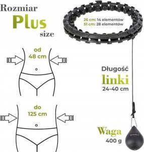 HMS Hula hop z wypustkami i obciążnikiem HHW12 czarne 9