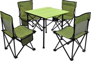 Royokamp  Zestaw turystyczny 5w1 stolik i 4 krzesła zielony 2