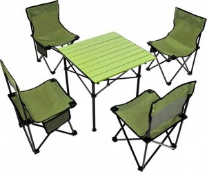 Royokamp  Zestaw turystyczny 5w1 stolik i 4 krzesła zielony 3