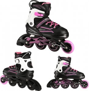 Rolki Nils Extreme NA1169A z wymienną płozą regulowane czarno-różowe r. 35-38 2