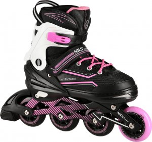 Rolki Nils Extreme NA1169A z wymienną płozą regulowane czarno-różowe r. 35-38 3