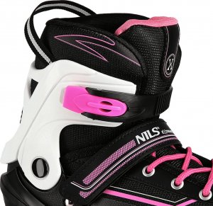 Rolki Nils Extreme NA1169A z wymienną płozą regulowane czarno-różowe r. 35-38 9