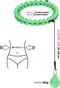 HMS Hula hop z wypustkami i obciążnikiem HHW01 zielone 5