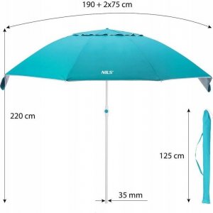 Nils Extreme NC7822 TURKUSOWY PARASOL PLAŻOWY XL 220 CM NILS 4