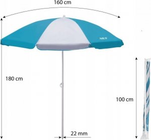 Nils Extreme NC7813 TURKUSOWY PARASOL PLAŻOWY 180 CM NILS 2