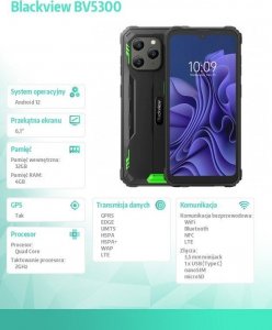 Smartfon Blackview BV5300 4/32GB Czarno-zielony  (BV5300-GN/BV) 8
