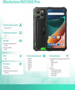 Smartfon Blackview BV5300 Pro 4/64GB Czarno-zielony  (BV5300PRO-GN/BV) 8
