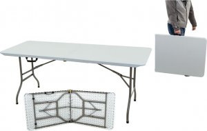 Saska Garden STÓŁ CATERINGOWY BANKIETOWY SKŁADANY W WALIZKĘ 180X70CM MAX.120KG Kolor: Biały 2