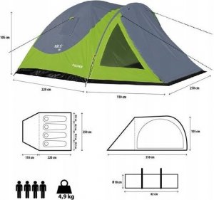 Namiot turystyczny Nils Extreme NC6006 ZIELONO-SZARY NAMIOT KEMPINGOWY DISCOVERY NILS CAMP 2