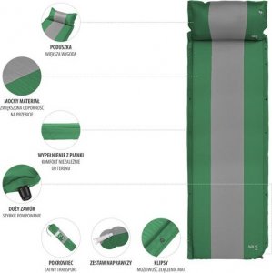 Nils Extreme NC4349 Ciemnozielona Mata Samopompująca z poduszką 3