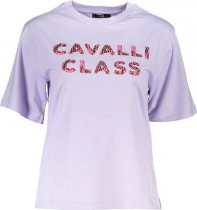 Cavalli Class CAVALLI CLASS FIOLETOWY T-SHIRT DAMSKI Z KRÓTKIM RĘKAWEM M 1
