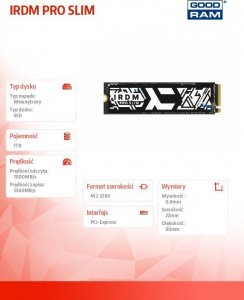 Dysk SSD GoodRam IRDM PRO Slim 1TB M.2 2280 PCI-E x4 Gen4 NVMe (IRP-SSDPR-P44S-1K0-80) 7