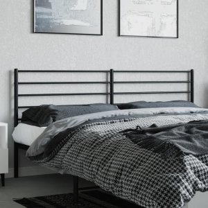 vidaXL vidaXL Metalowe wezgłowie, czarne, 200 cm 3