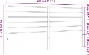 vidaXL vidaXL Metalowe wezgłowie, czarne, 200 cm 7