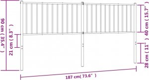 vidaXL vidaXL Metalowe wezgłowie, czarne, 180 cm 7