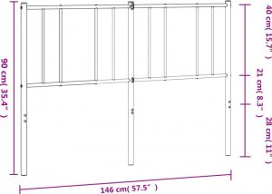 vidaXL vidaXL Metalowe wezgłowie, czarne, 140 cm 8