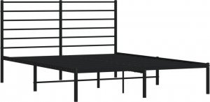 vidaXL vidaXL Metalowa rama łóżka z wezgłowiem, czarna, 140x190 cm 5