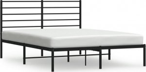 vidaXL vidaXL Metalowa rama łóżka z wezgłowiem czarna, 140x200 cm 2