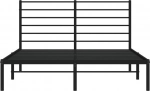 vidaXL vidaXL Metalowa rama łóżka z wezgłowiem czarna, 140x200 cm 6