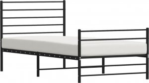 vidaXL vidaXL Metalowa rama łóżka z wezgłowiem i zanóżkiem, czarna, 90x190 cm 4