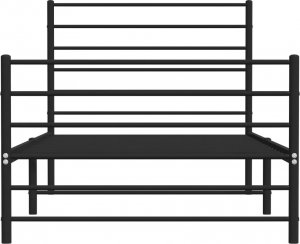 vidaXL vidaXL Metalowa rama łóżka z wezgłowiem i zanóżkiem, czarna, 90x190 cm 6