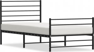 vidaXL Metalowa rama łóżka z wezgłowiem i zanóżkiem, czarna, 100x200cm 2
