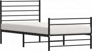 vidaXL Metalowa rama łóżka z wezgłowiem i zanóżkiem, czarna, 100x200cm 4