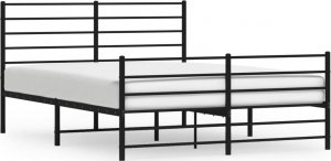 vidaXL vidaXL Metalowa rama łóżka z wezgłowiem i zanóżkiem, czarna, 120x190cm 2