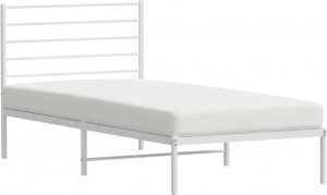 vidaXL vidaXL Metalowa rama łóżka z wezgłowiem, biała, 75x190 cm 4