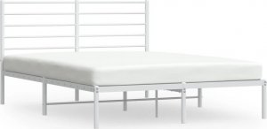 vidaXL vidaXL Metalowa rama łóżka z wezgłowiem, biała, 135x190 cm 2