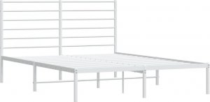 vidaXL vidaXL Metalowa rama łóżka z wezgłowiem, biała, 135x190 cm 5