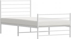 vidaXL vidaXL Metalowa rama łóżka z wezgłowiem i zanóżkiem, biała, 107x203 cm 4