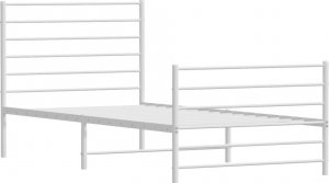 vidaXL vidaXL Metalowa rama łóżka z wezgłowiem i zanóżkiem, biała, 107x203 cm 5