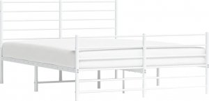 vidaXL vidaXL Metalowa rama łóżka z wezgłowiem i zanóżkiem, biała, 120x190 cm 4