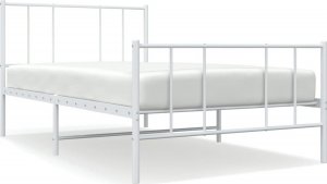 vidaXL vidaXL Metalowa rama łóżka z wezgłowiem i zanóżkiem, biała, 90x200 cm 2