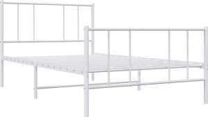 vidaXL vidaXL Metalowa rama łóżka z wezgłowiem i zanóżkiem, biała, 90x200 cm 5