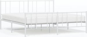 vidaXL vidaXL Metalowa rama łóżka z wezgłowiem i zanóżkiem, biała, 183x213 cm 2